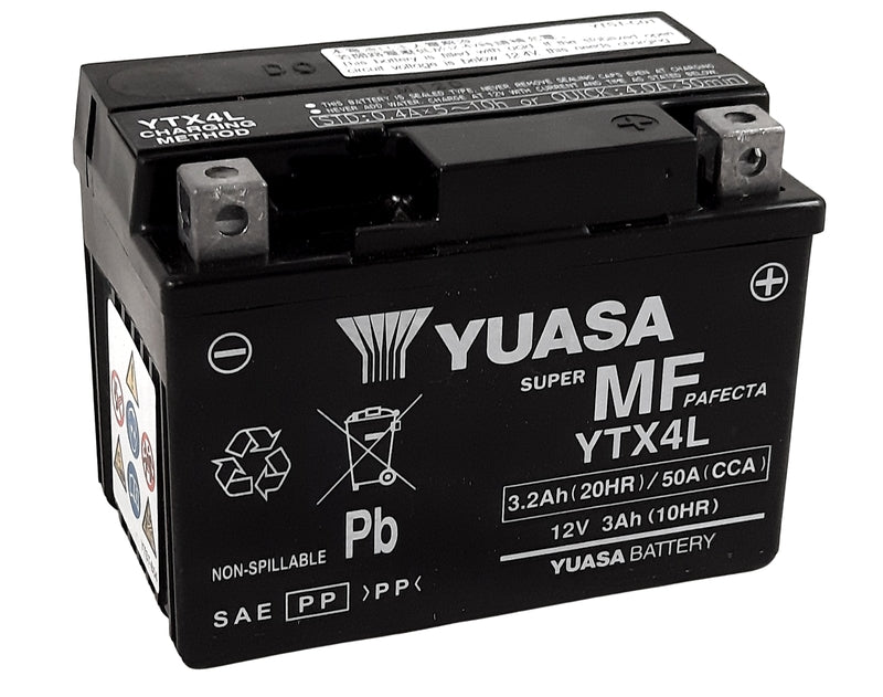 Batería YUASA W/C activada de fábrica sin mantenimiento - YTX4L (FA)