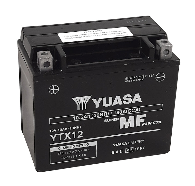 Batería YUASA W/C activada de fábrica sin mantenimiento - YTX12 (FA)
